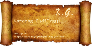 Karczag Györgyi névjegykártya